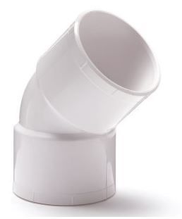 PVC bocht 45 graden wit 50 mm (2 x mof)