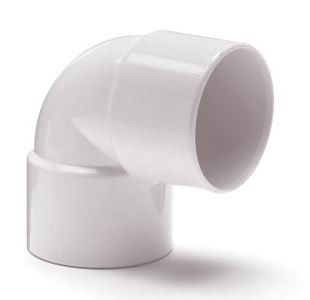 PVC bocht 90 graden wit, 50 mm (2 x mof)