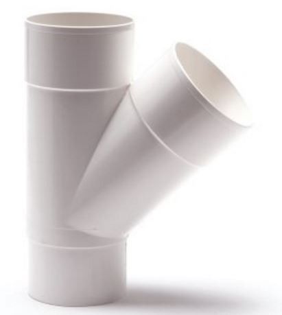 PVC T-stuk 45 graden wit, 50 mm (3 x mof)